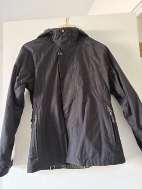 Women's Black Ski Jacket with Hood - Lightweight Snow Shell